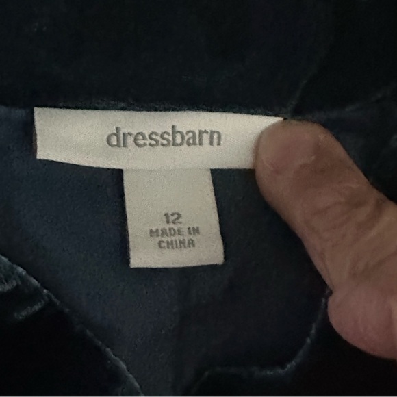 Dressbarn Womens Velvet Blazer Mandarin Collar Button Front Size 12 Navy Blue - Picture 3 of 7